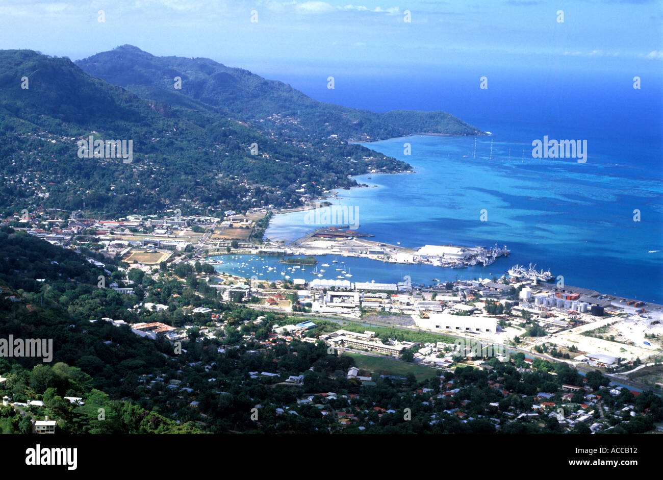 Luftaufnahme von Victoria Mahe Seychellen Afrika Stockfoto