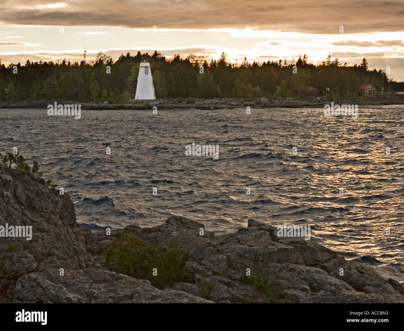 Große Wanne Leuchtturm auf Huron-See, Ontario Kanada Stockfoto