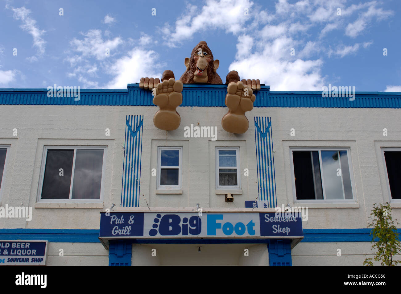 Big Foot-Souvenir-Shop und Pub Creston Kootenay British Columbia Kanada Stockfoto