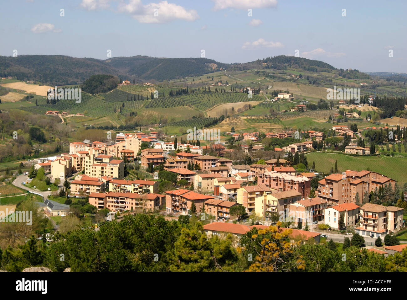 Blick von der Dachterrasse Toskana Italien Stockfoto