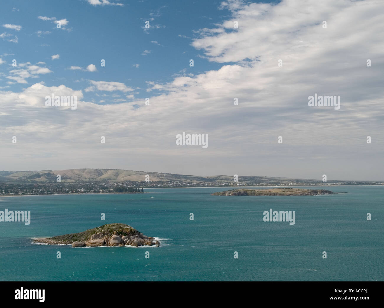 Blick von Rosetta Kopf, Wright Insel, Encounter Bay, Victor Harbor, Fleurieu Peninsula, South Australia, Stockfoto