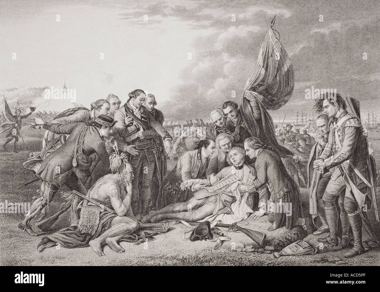 Der Tod von General Wolfe auf den Höhen von Abraham, Quebec, Kanada, 13. September 1759. Stockfoto