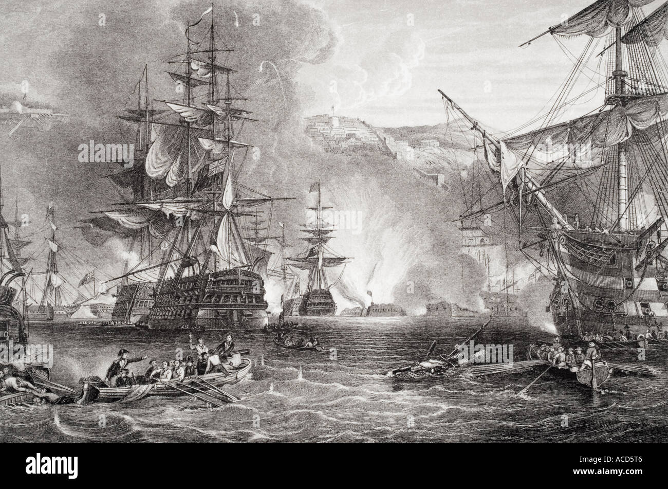 Die Bombardierung Algiers durch Lord Exmouth im Jahr 1816. Stockfoto