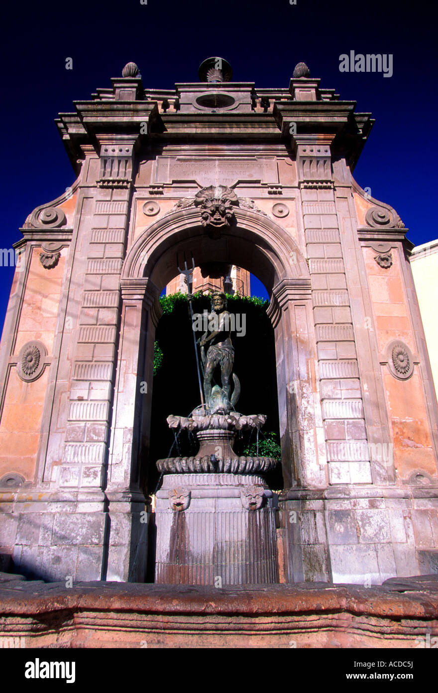 Neptun, Neptunbrunnen, Fuente Neptuno, Stadt Santiago de Querétaro, Queretaro, Mexiko Stockfoto
