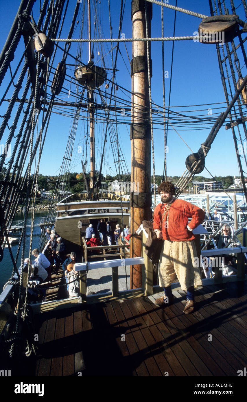 Eine Replik des Pilger-Schiffs-Crew "Mayflower" in Plymouth Massachusetts, USA Stockfoto
