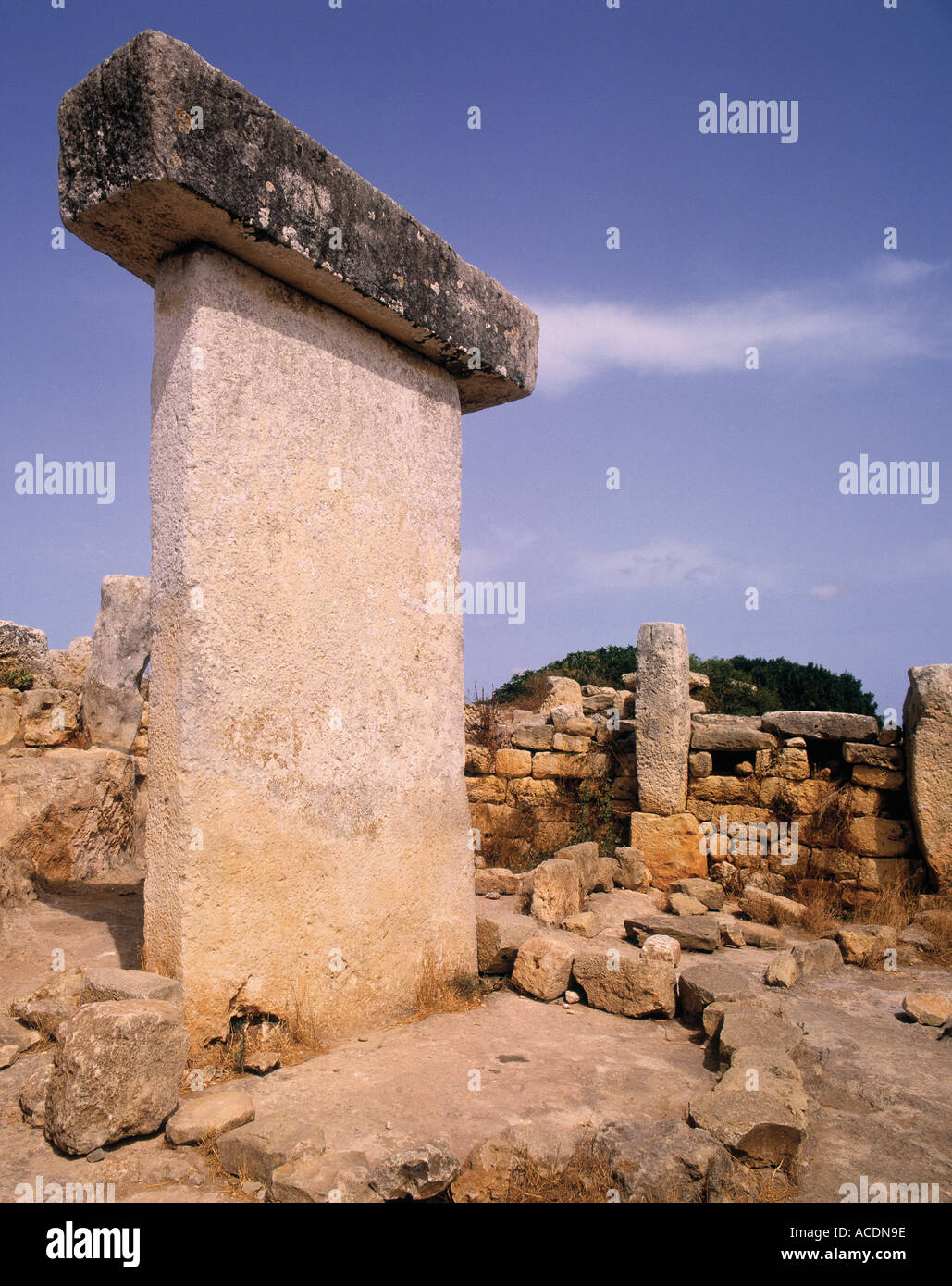 Torralba Menorca Balearen Spanien Taula an archäologische Stätte Stockfoto