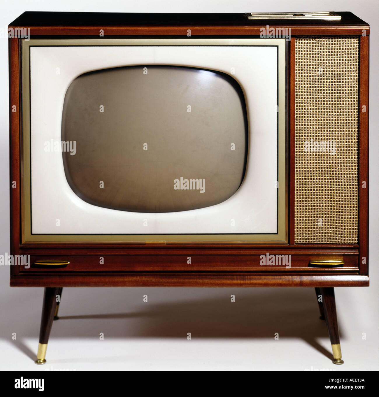 TV Antik alt Fashion TV Holzgehäuse Stockfoto