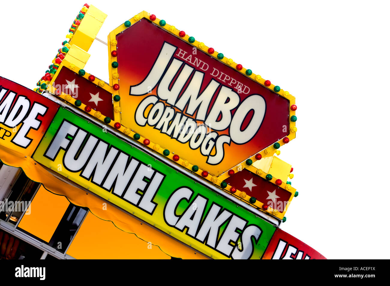 Corndogs und Trichter Kuchen melden Sie an Karneval Stockfoto