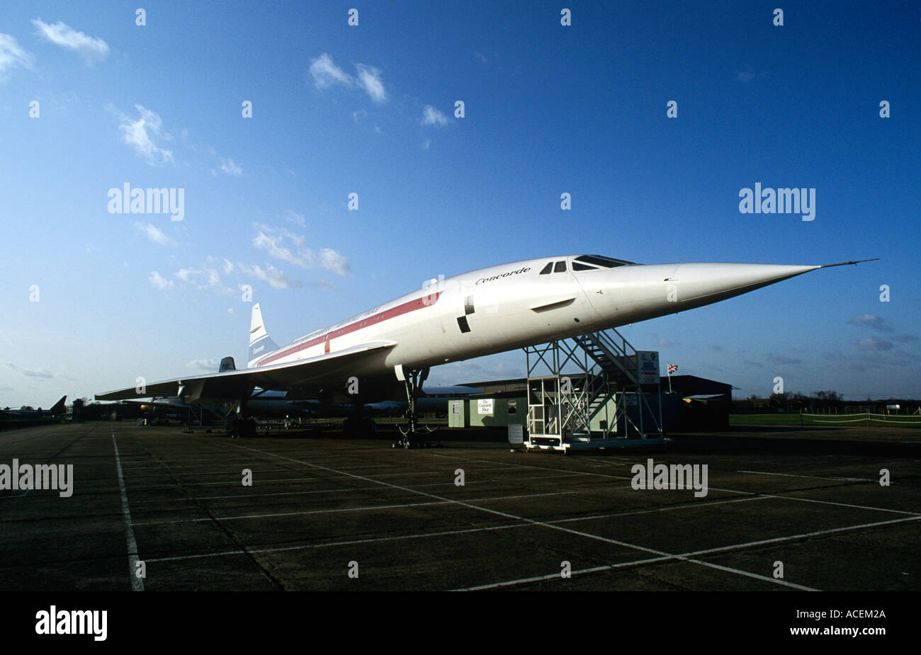 Prototyp des Überschall-Verkehrsflugzeug stehend in Duxford Krieg Museum Cambridgeshire Stockfoto