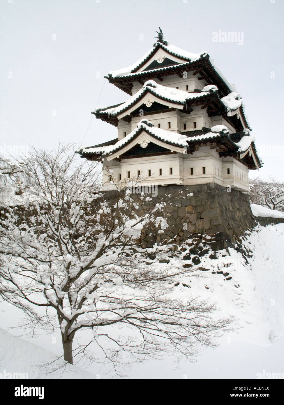 Hirosaki Schloss in Tohoku Region Japans während der Wintersaison Stockfoto