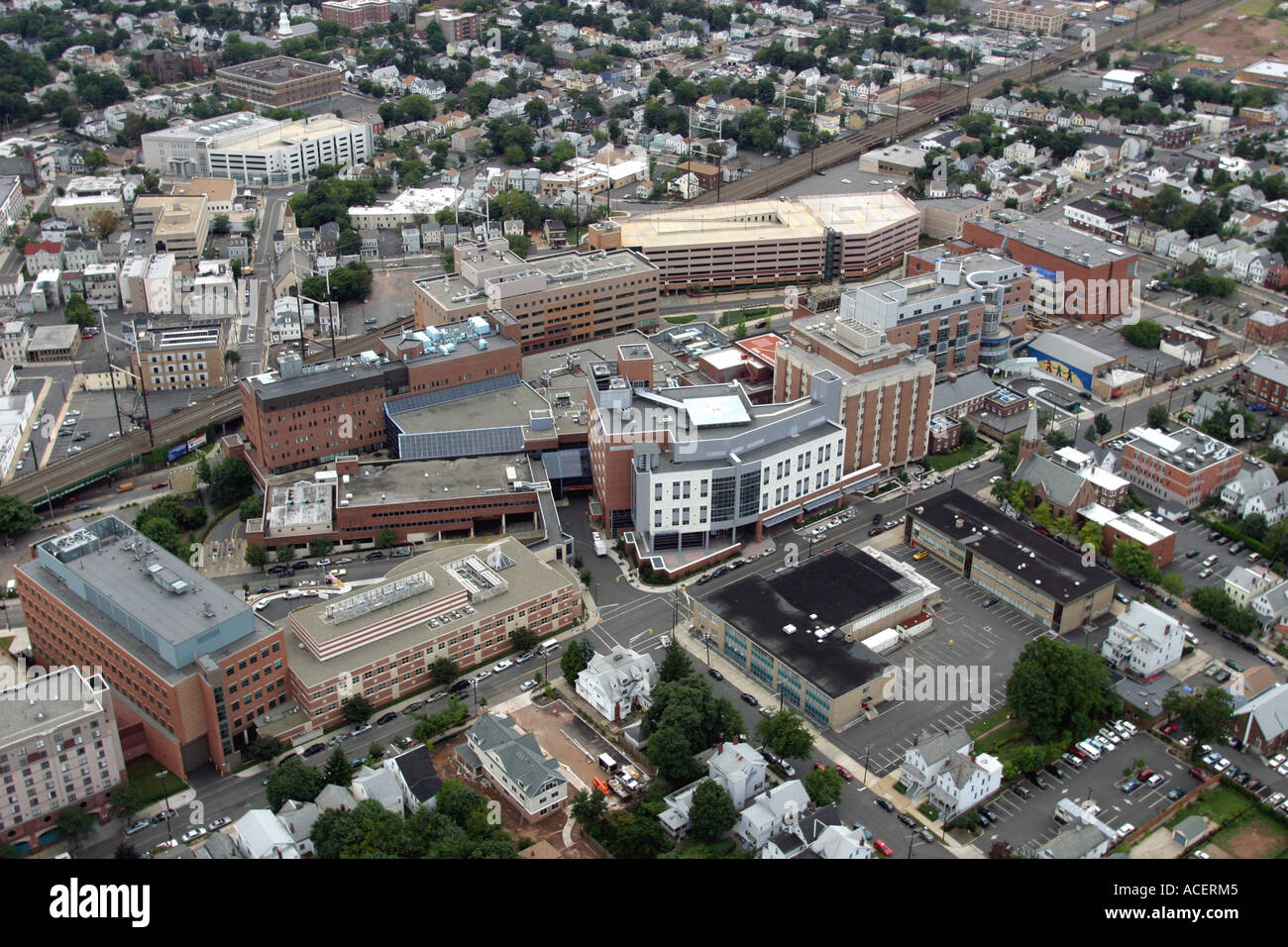 Luftaufnahme von New Brunswick, New Jersey, der Heimat der Rutgers Universität Stockfoto