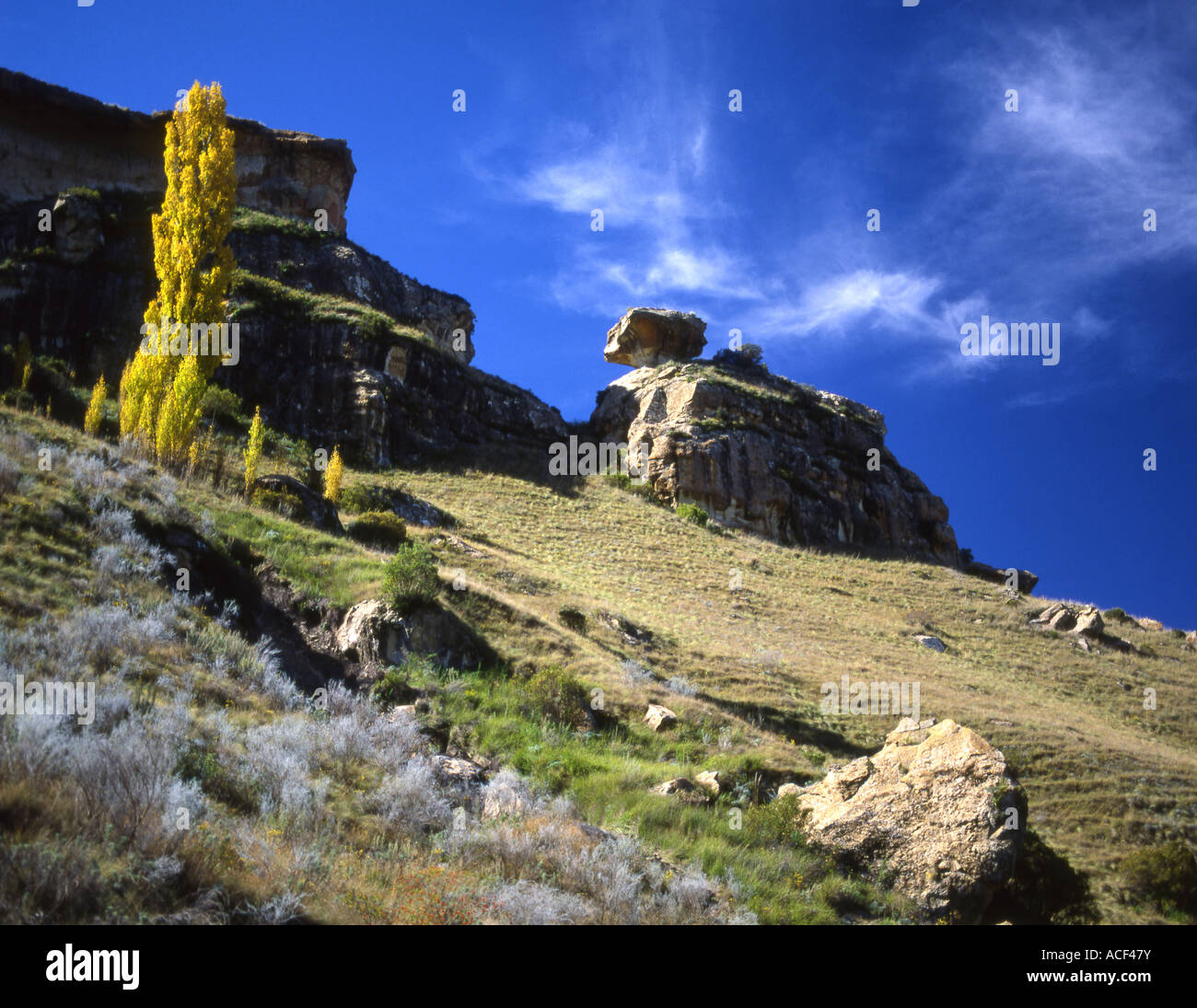 Mushroom Rock in die Sandstein-Geologie in der Nähe von Clarens Freestate; Südafrika Stockfoto