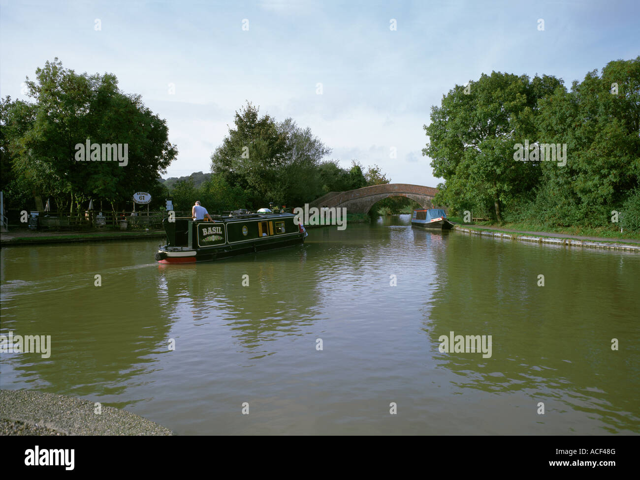 Narrowboat bei Foxton sperrt Grand Union Canal Stockfoto