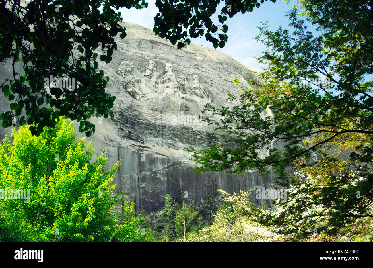 Stone Mountain Park mit dem konföderierten Schnitzen in Atlanta, Georgia, USA Stockfoto