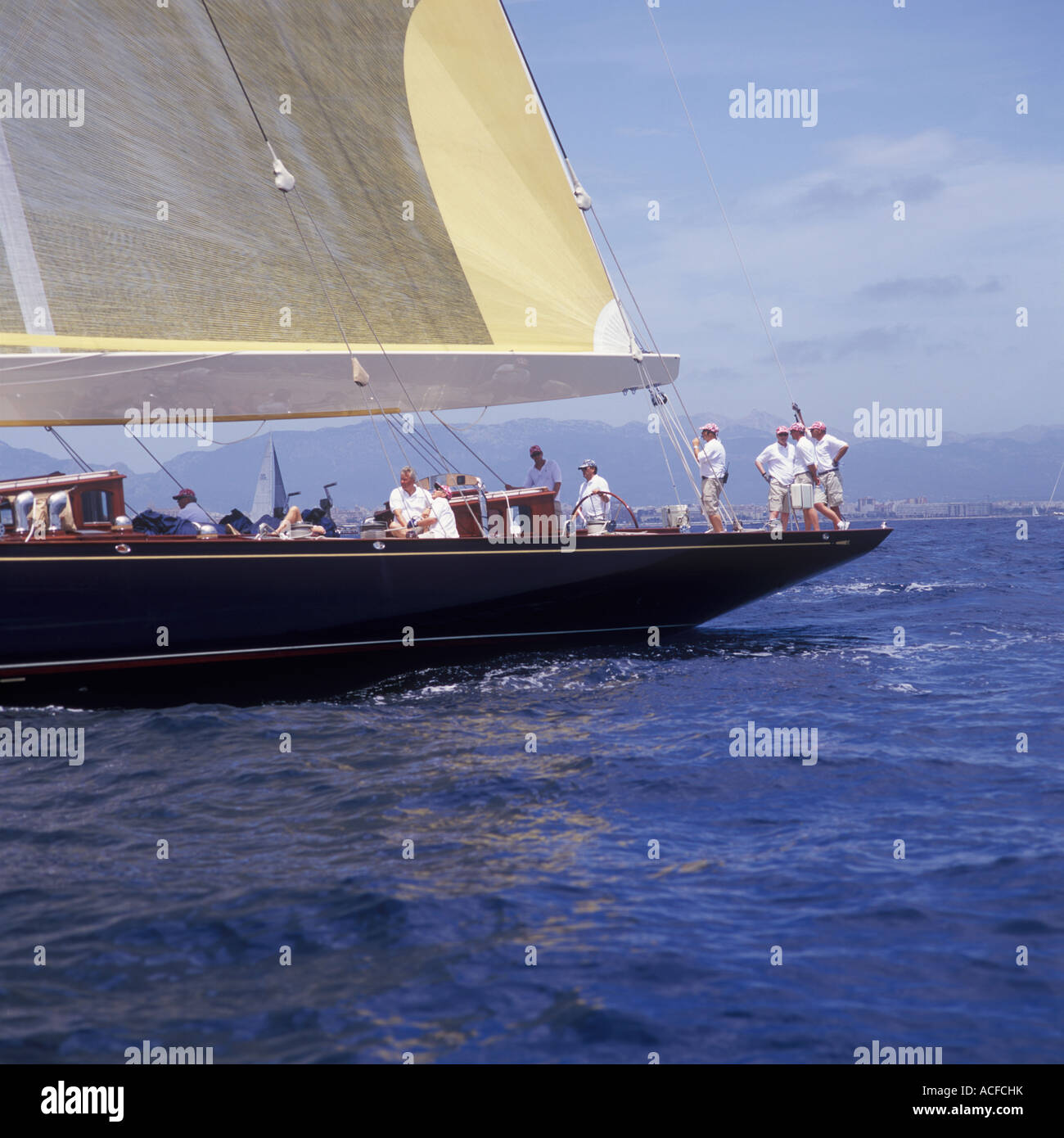 Superyacht Cup Palma 2007 - Super Segelyacht im Gange in der Bucht von Palma - Palma De Mallorca, Balearen, Spanien. 17. Stockfoto