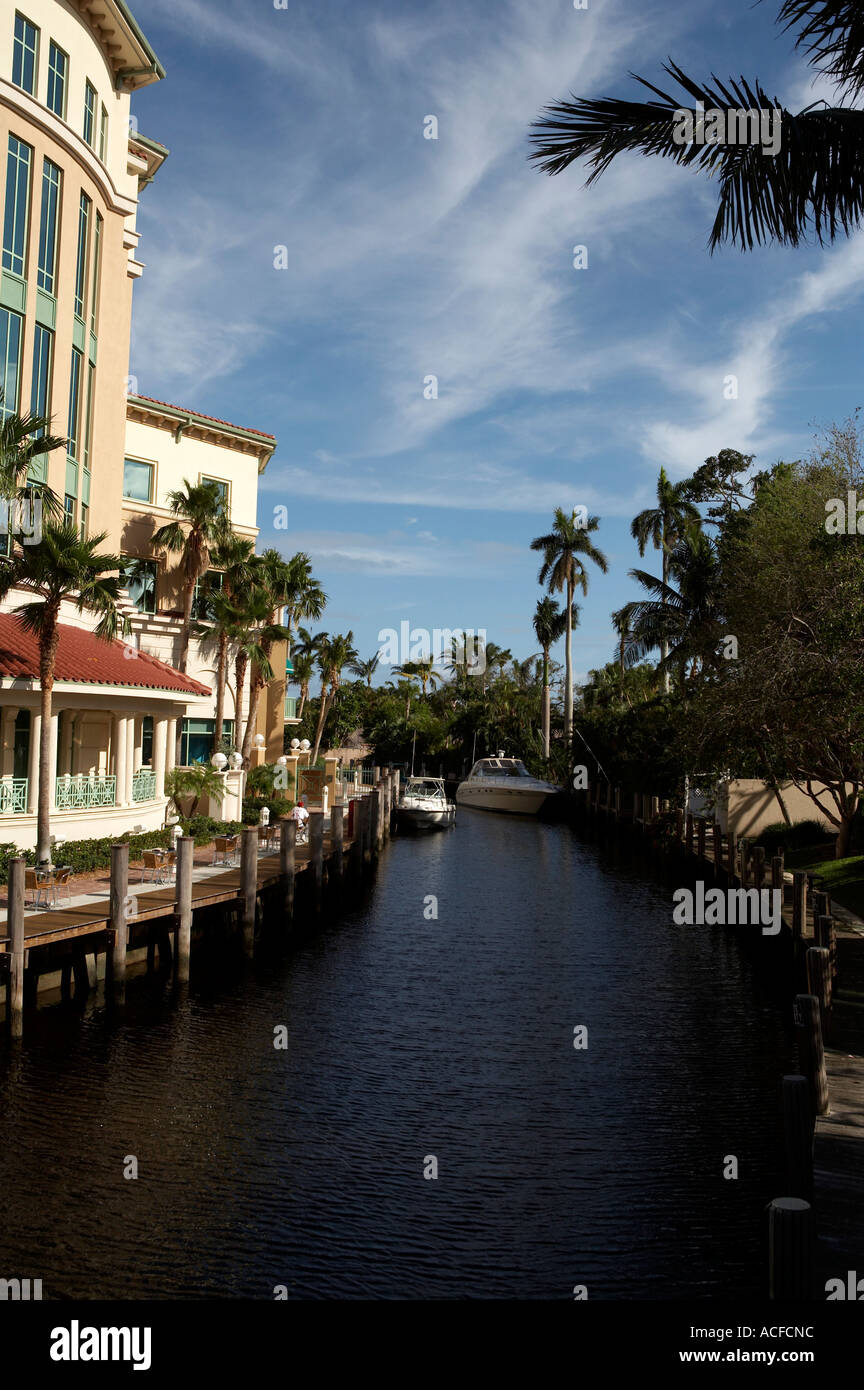 Ansicht der Wasserstraße aus Las Olas blvd, Fort Lauderdale ist bekannt für seine Wasserstraßen-Florida-Amerika-usa Stockfoto
