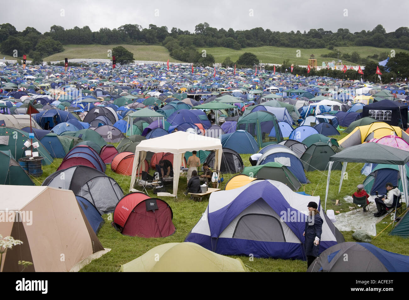 Bereich der Zelte auf dem Glastonbury Festival 2007 Stockfoto