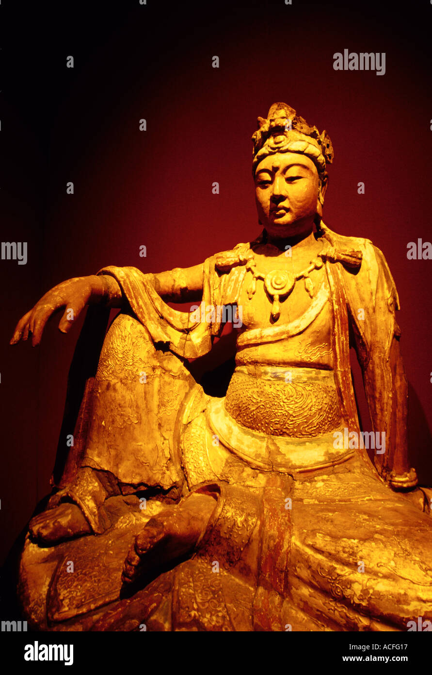 Shanghai China Song-Dynastie und vergoldet Holz Boddhisattva 960-1279 n. Chr. im Shanghai Museum Stockfoto