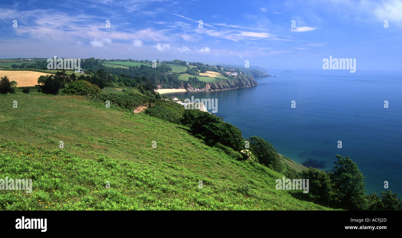 Auf der Suche nach Nordosten in Richtung Blackpool Sands South Devon Stockfoto