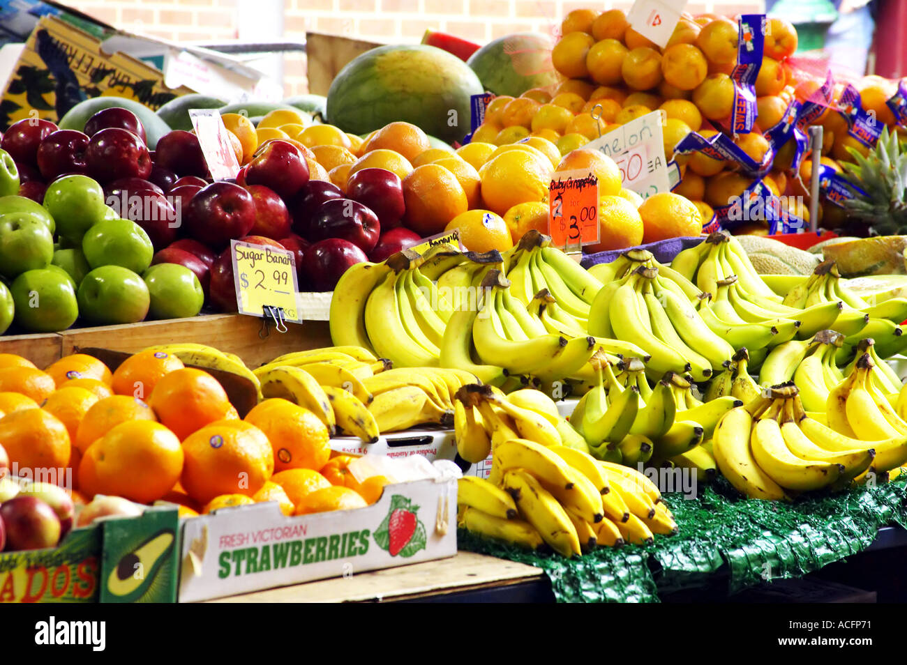 Obst Stall Queen Victoria Market Melbourne Victoria Australien Stockfoto