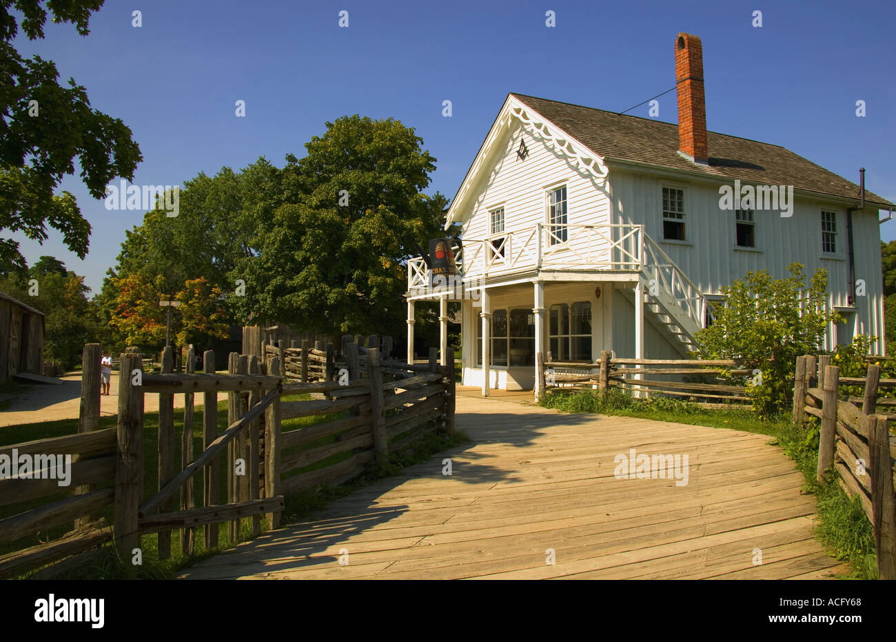 Weiße Schindeln Haus Black Creek Black Creek Village Ontario Kanada Stockfoto