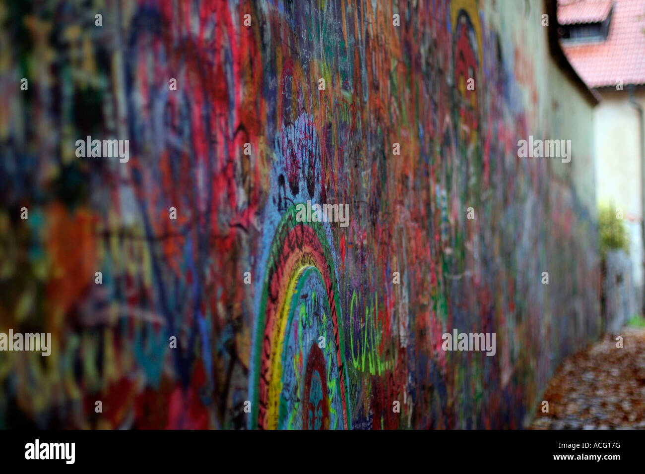 Die bunten Lennon-Mauer in Prag Stockfoto