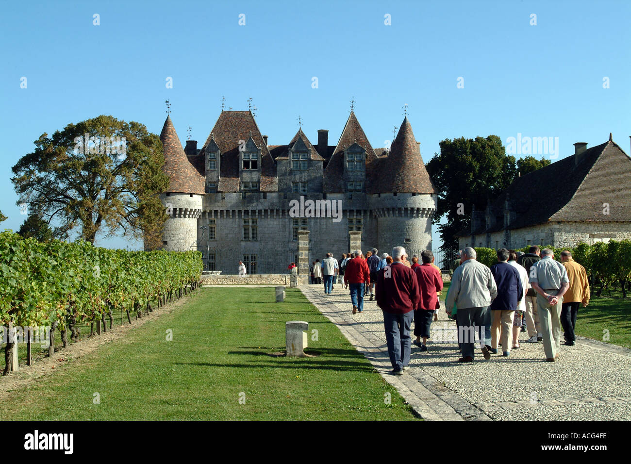 Chateau de Monbazillac in der Nähe von Bergerac Dordogne Region von Frankreich Besucher kommen Stockfoto