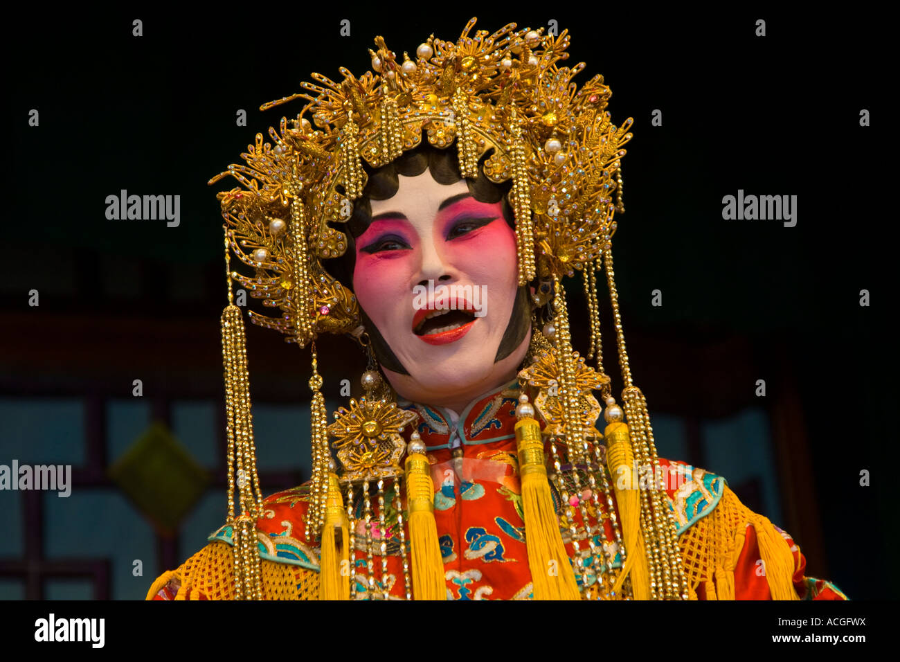 Chinesische Oper Leistung auf Cheung Chau Bun Festival Hong Kong SAR Stockfoto