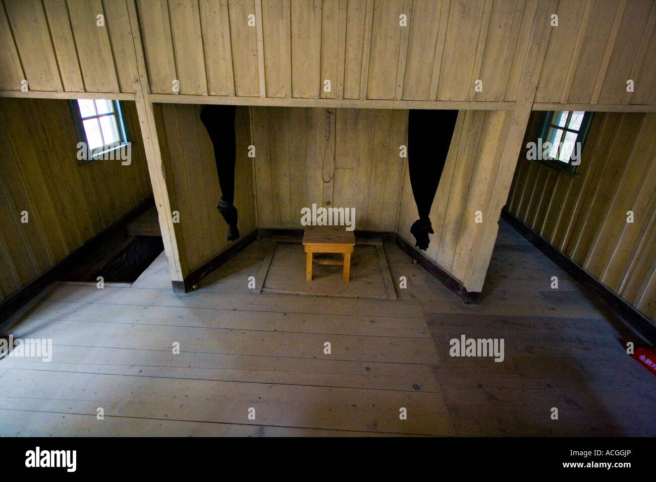 Hängende Seil und Schlinge, Ausführung Kammer Seodaemun japanischen Kolonialzeit Gefängnis Seoul Südkorea Stockfoto