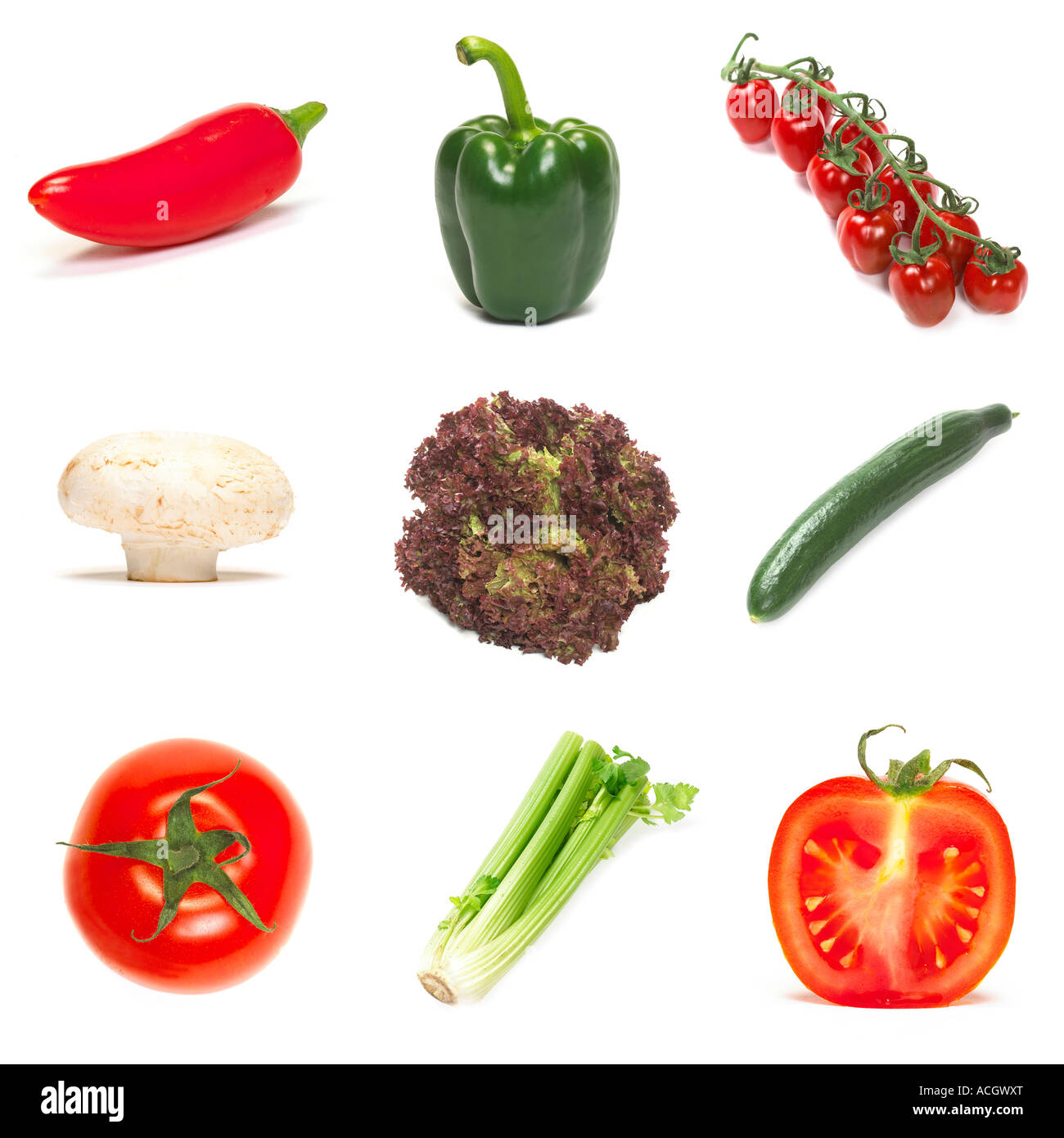 eine Auswahl an Salat Gemüse Stockfoto