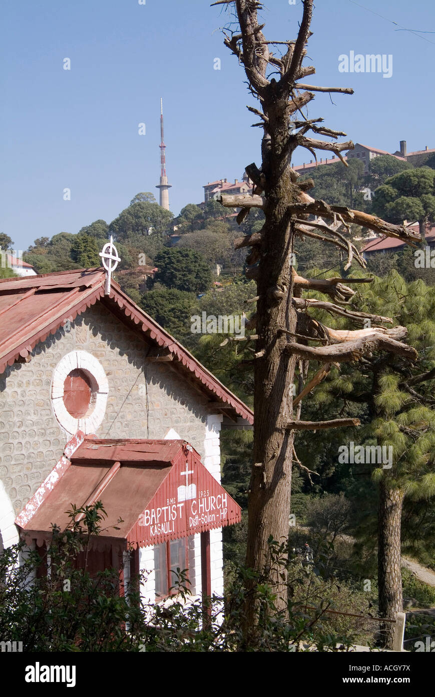 Eine alte Baptistenkirche in Kasauli Indien im Jahr 1923 gegründet. Stockfoto