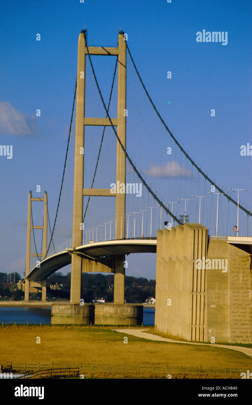 Die Humber Bridge weltweit längste Hängebrücke aus South Yorkshire Humberside England UK Europa Stockfoto
