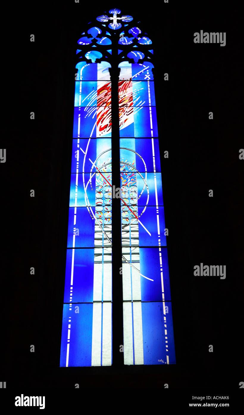 Glasfenster, Saint Mary der Meer Kirche Esglesia de Santa Maria del Mar, La Ribera, Barcelona, Katalonien, Spanien Stockfoto