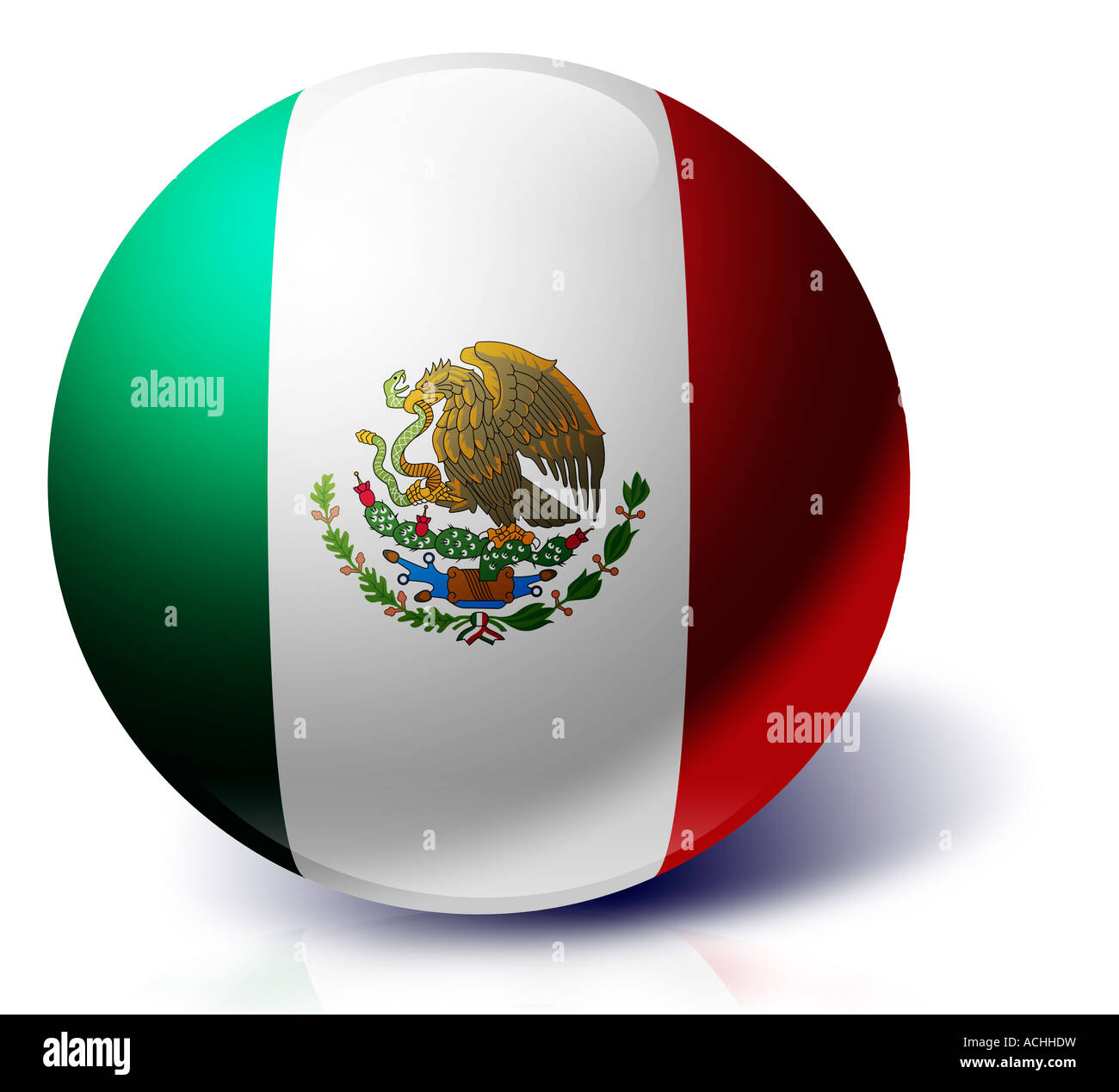 Mexiko-Flagge als eine Glaskugel Zeder vom Libanon Stockfoto