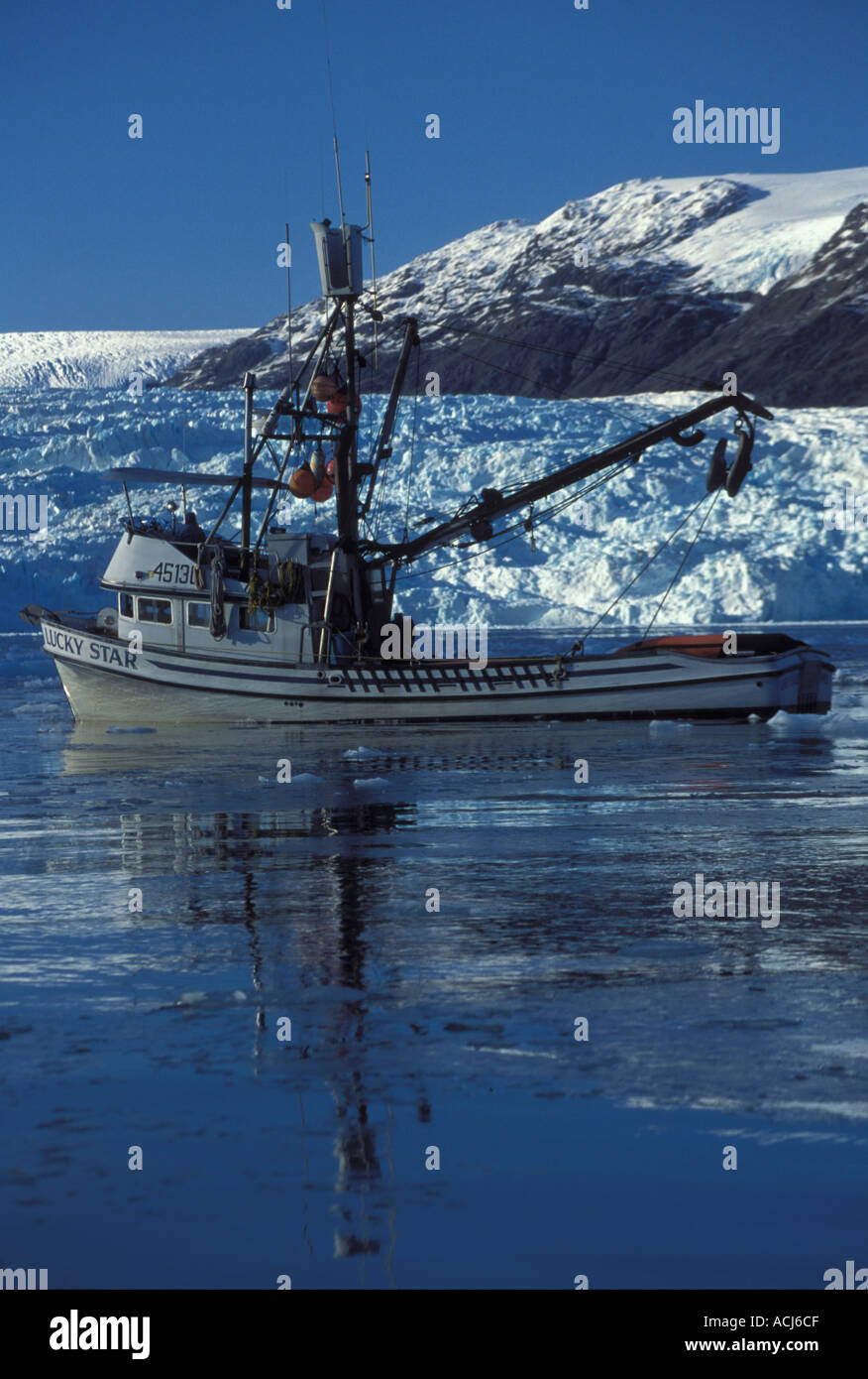 F V Lucky Star Seiner vor Alaska Chenega Gletscher Icy Bay Nassau Fjord PrinceWilliam Sound Stockfoto