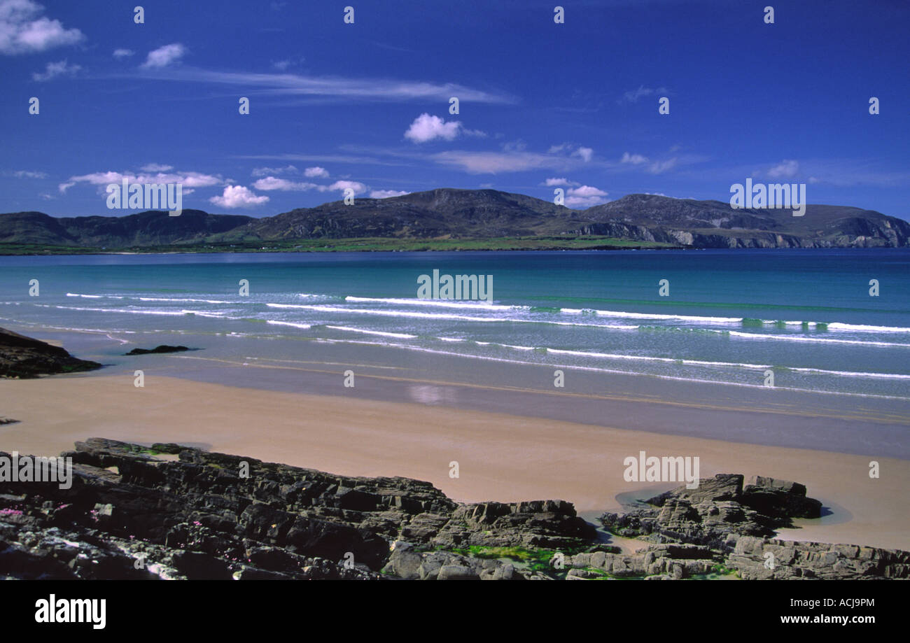 Sommer am Strand, Rosbeg Tramore, County Donegal, Irland. Stockfoto