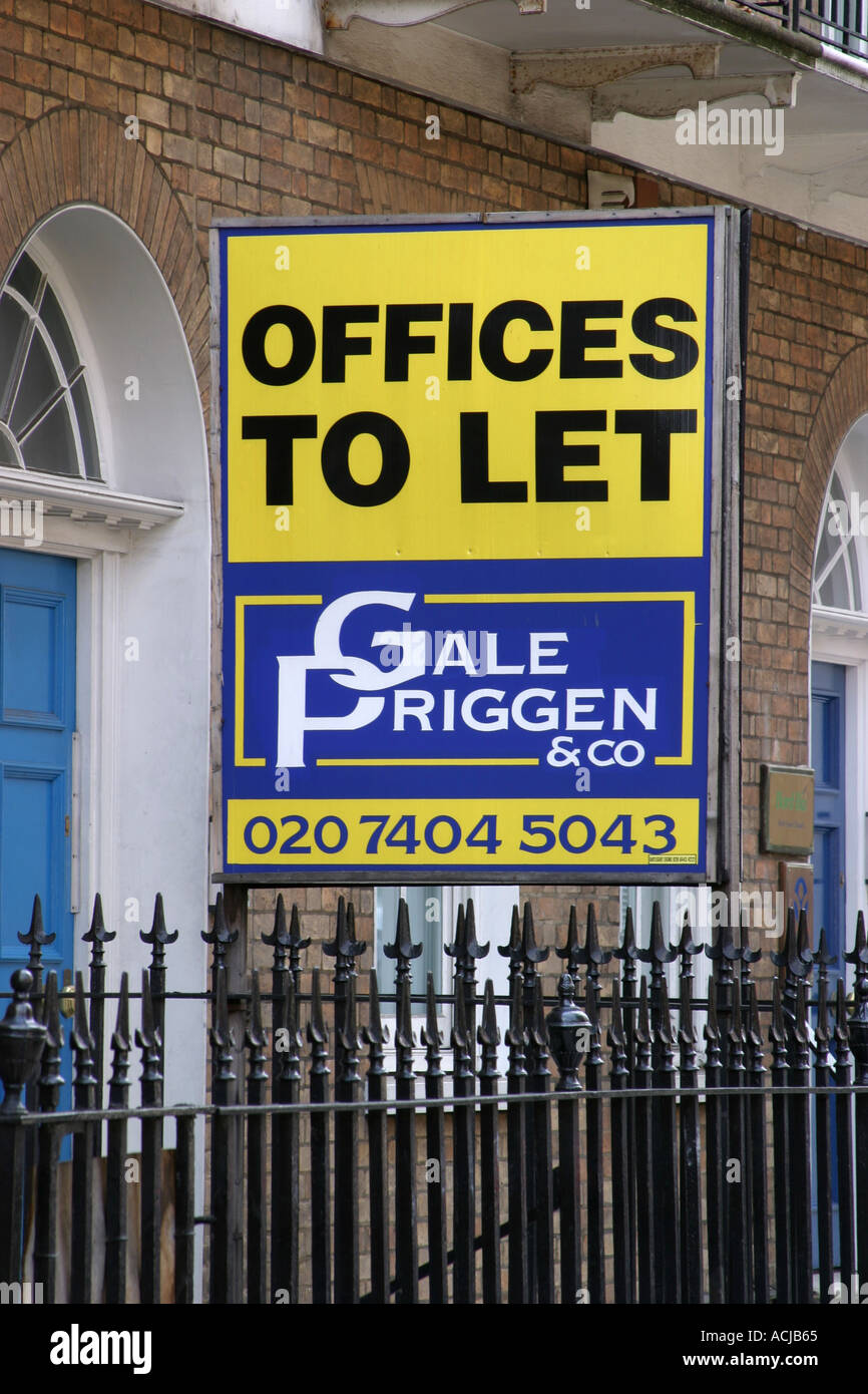 Büro zu lassen, auf einem Grundstück von London unterzeichnen Stockfoto