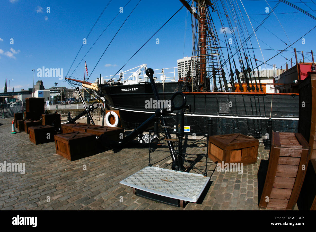 Historischen RRS Segeln Schiff Discovery - Riverside - Dundee - Schottland, Vereinigtes Königreich Stockfoto