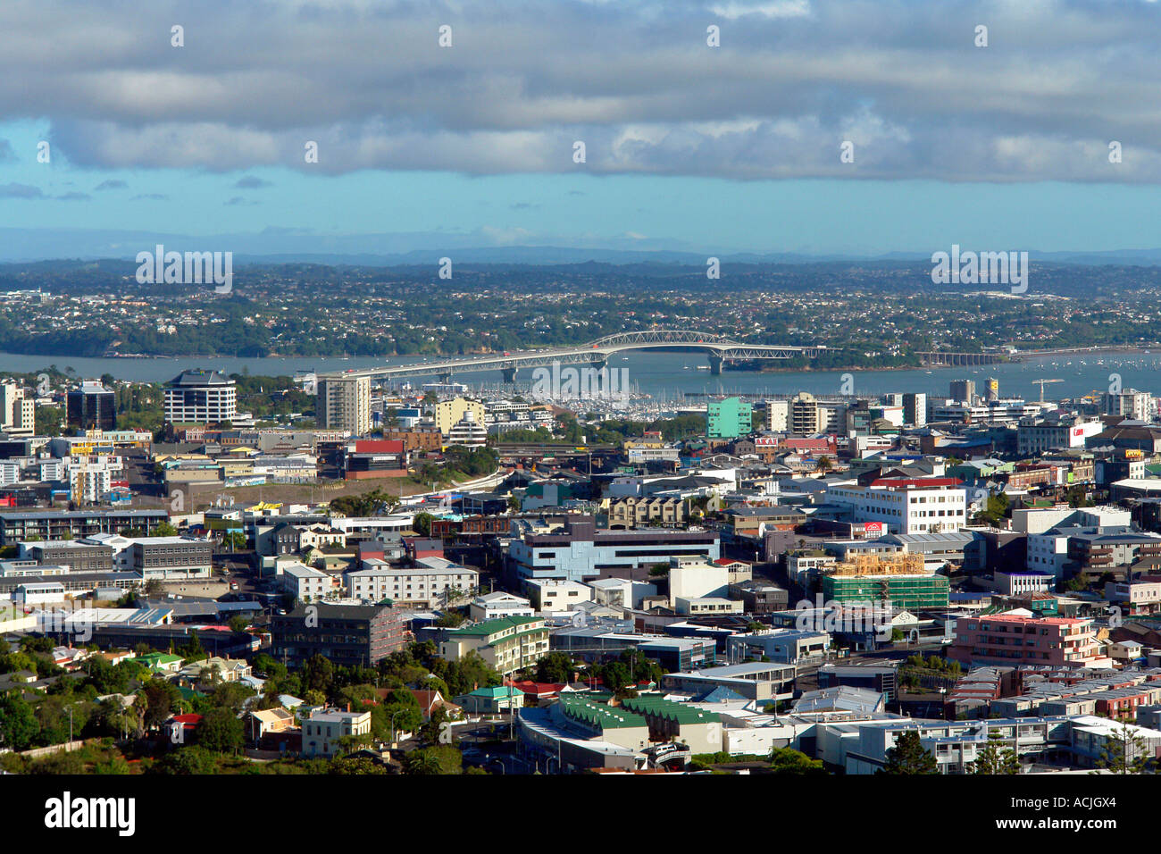 Blick nach Norden vom Mount Eden Domäne, Auckland New Zealand Auckland City-panorama Stockfoto