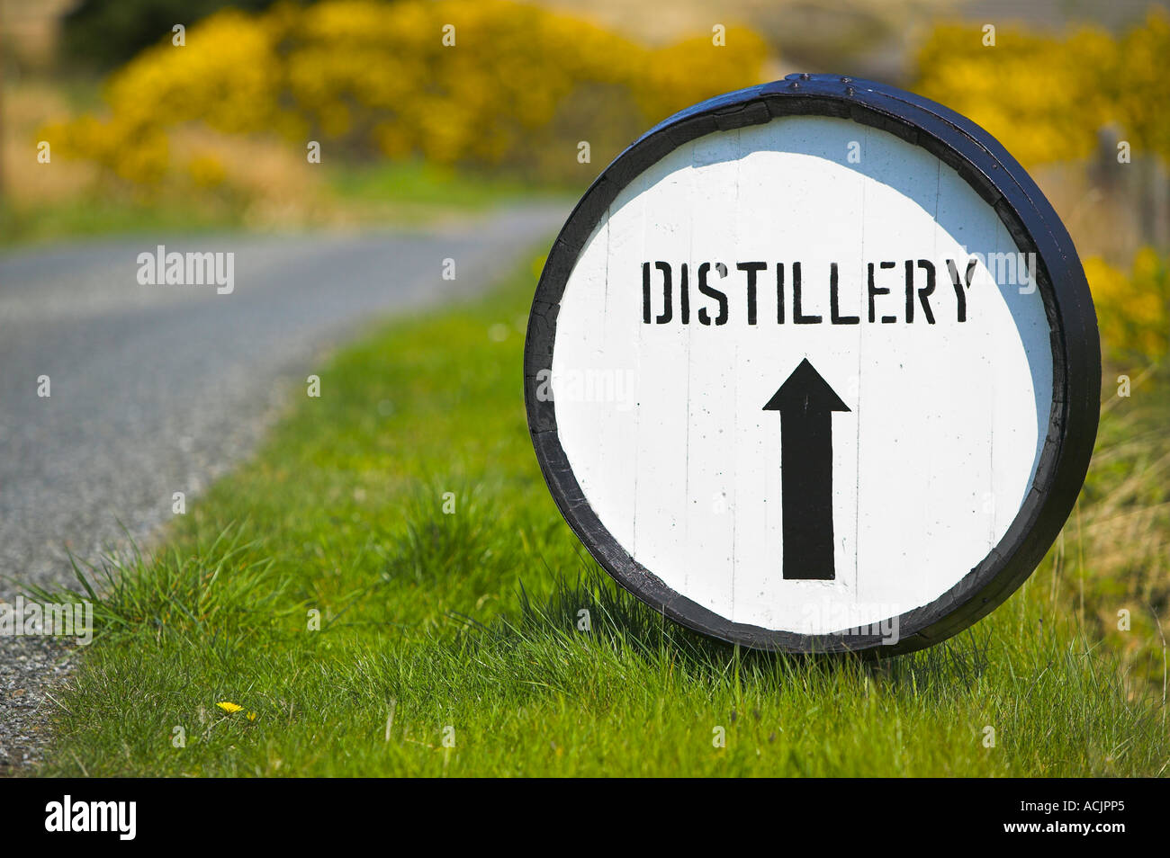 Bunnahabhain Destillerie, Isle of Islay, Argyll and Bute, Scotland abonnieren. Geschrieben am Ende eines Fasses Stockfoto