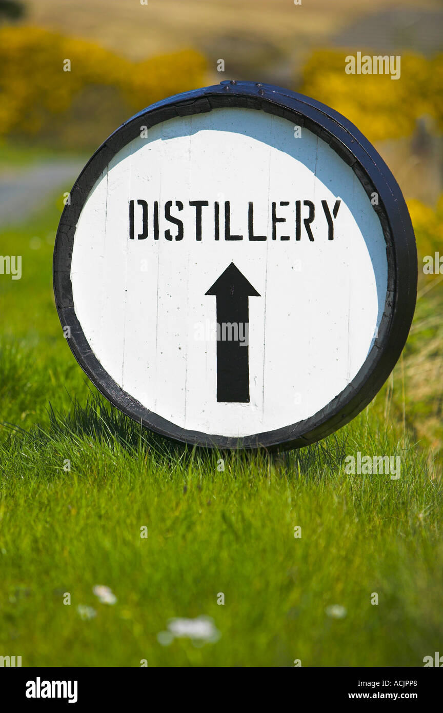 Bunnahabhain Destillerie, Isle of Islay, Argyll and Bute, Scotland abonnieren. Geschrieben am Ende eines Fasses Stockfoto