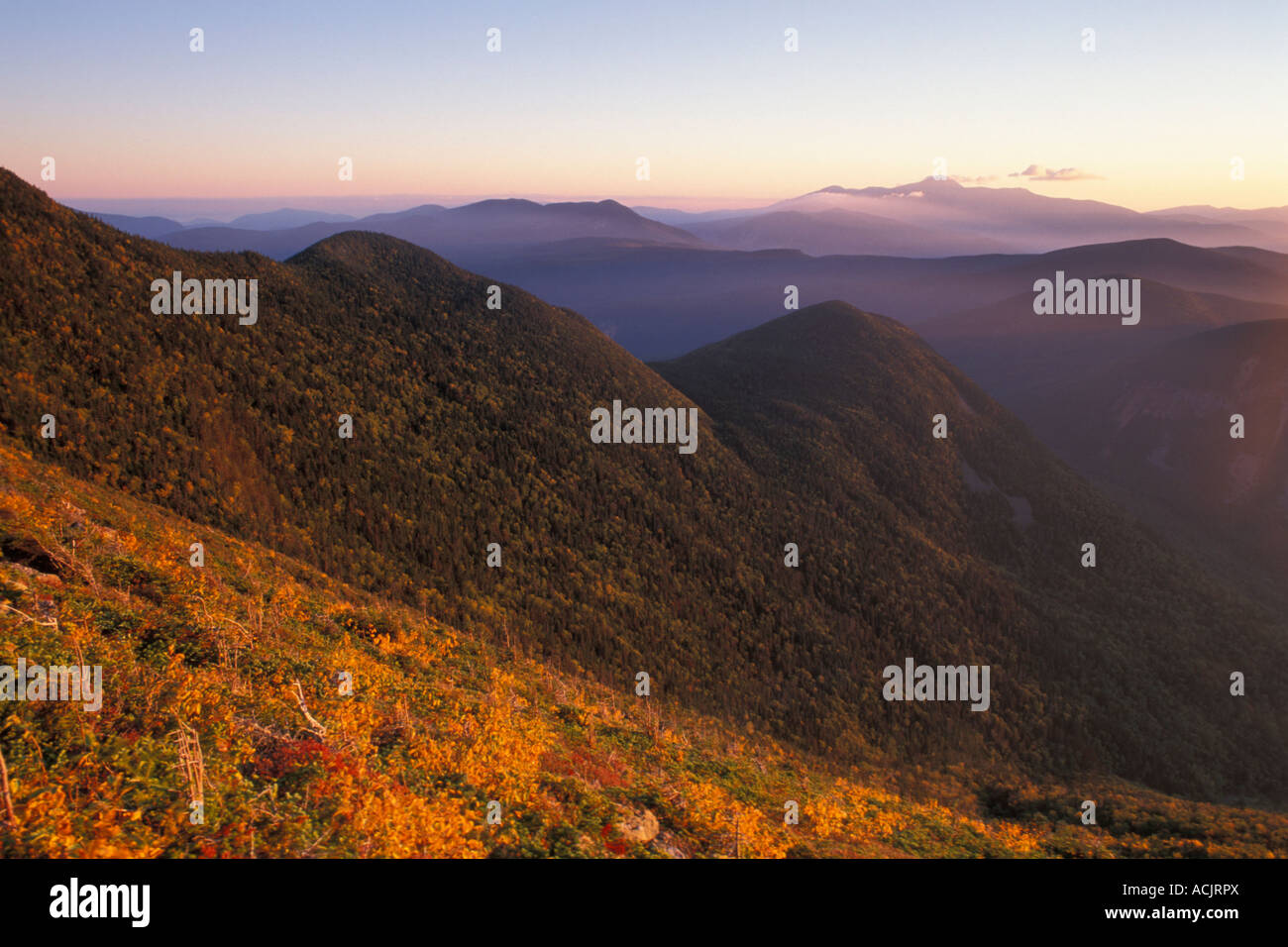 Sonnenaufgang am Signal Ridge Trail, White Mountain National Forest, New Hampshire Stockfoto