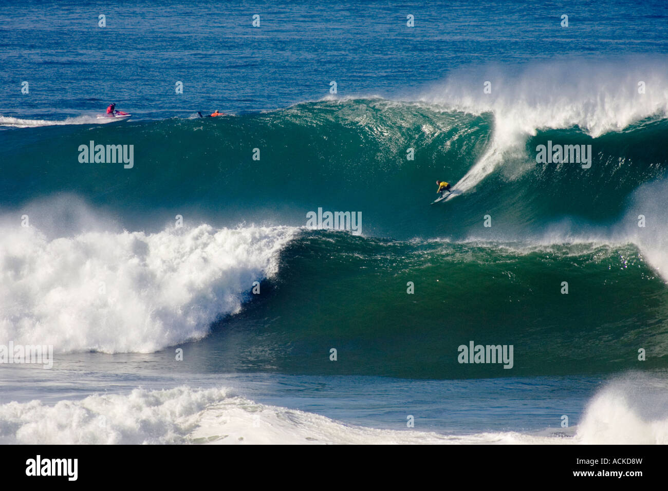 Der Abstieg, Mavericks Big Wave Surf-Wettbewerb Stockfoto