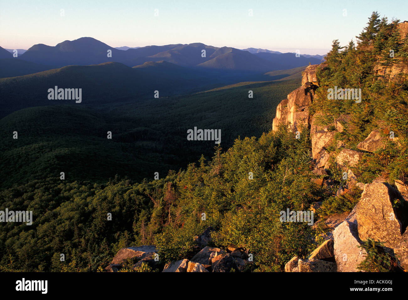Pemigewasset Wilderness Ansicht bei Sonnenaufgang aus Zeacliff, White Mountain National Forest, New Hampshire Stockfoto