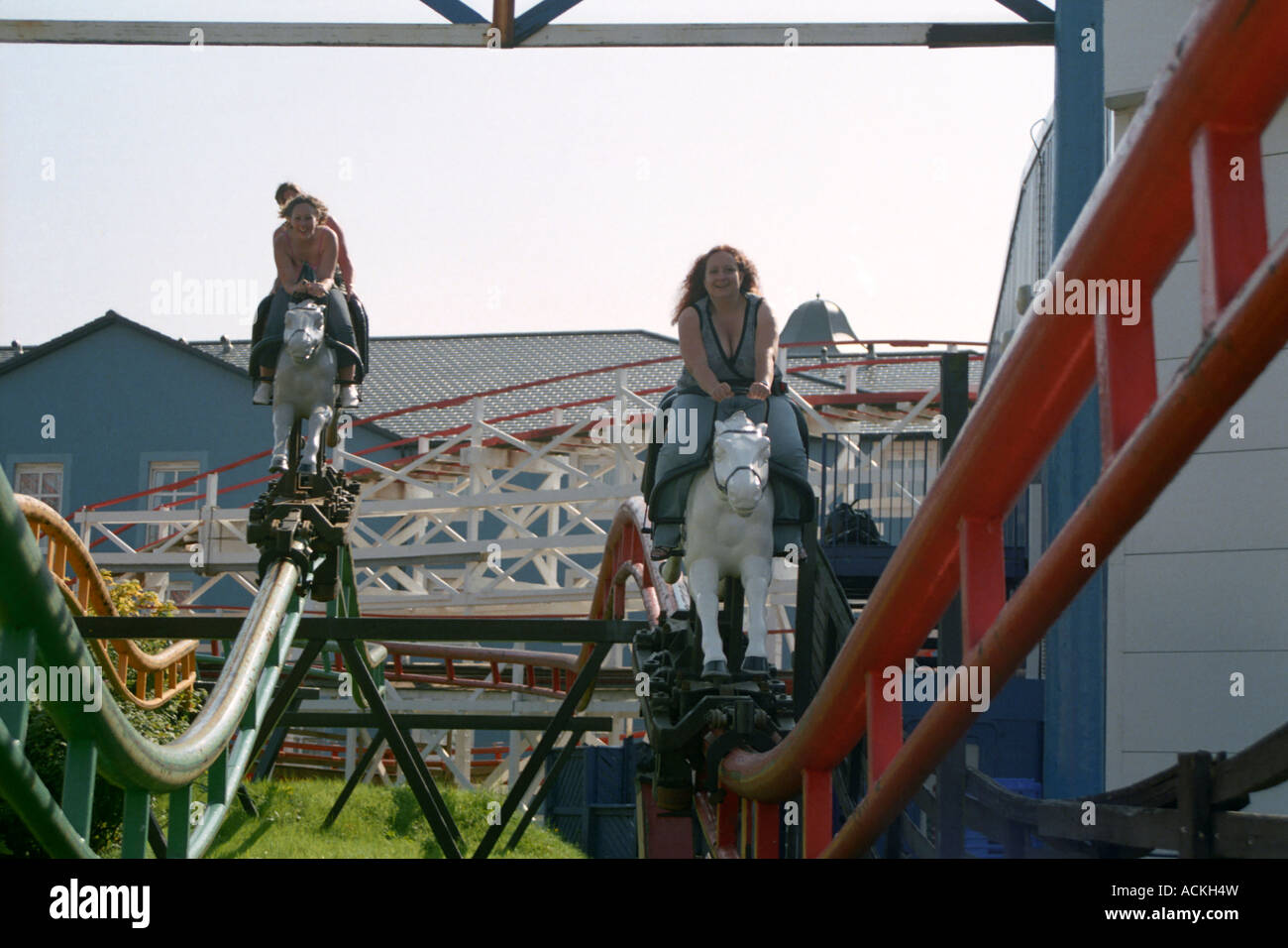 Blackpool Pleasure Beach, The Steeplechase fahren, South Shore, Lancashire, UK Stockfoto