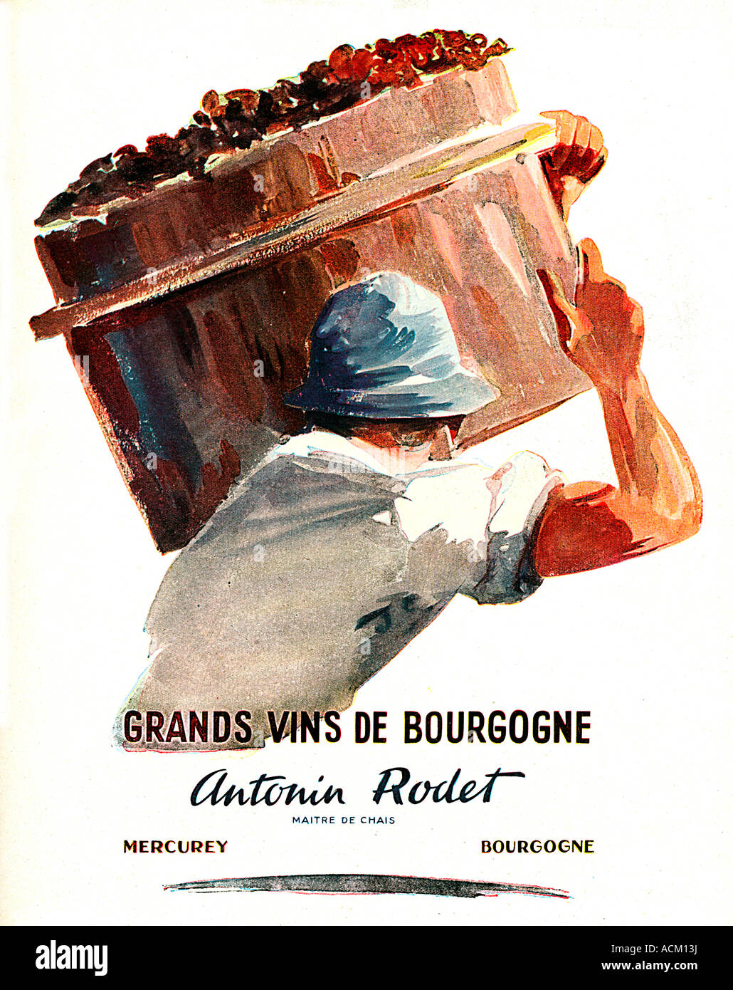 Antonin Rodet Vins de Bourgogne 1948 Poster für die burgundischen Wein Händler Trauben aus dem Weinberg Stockfoto