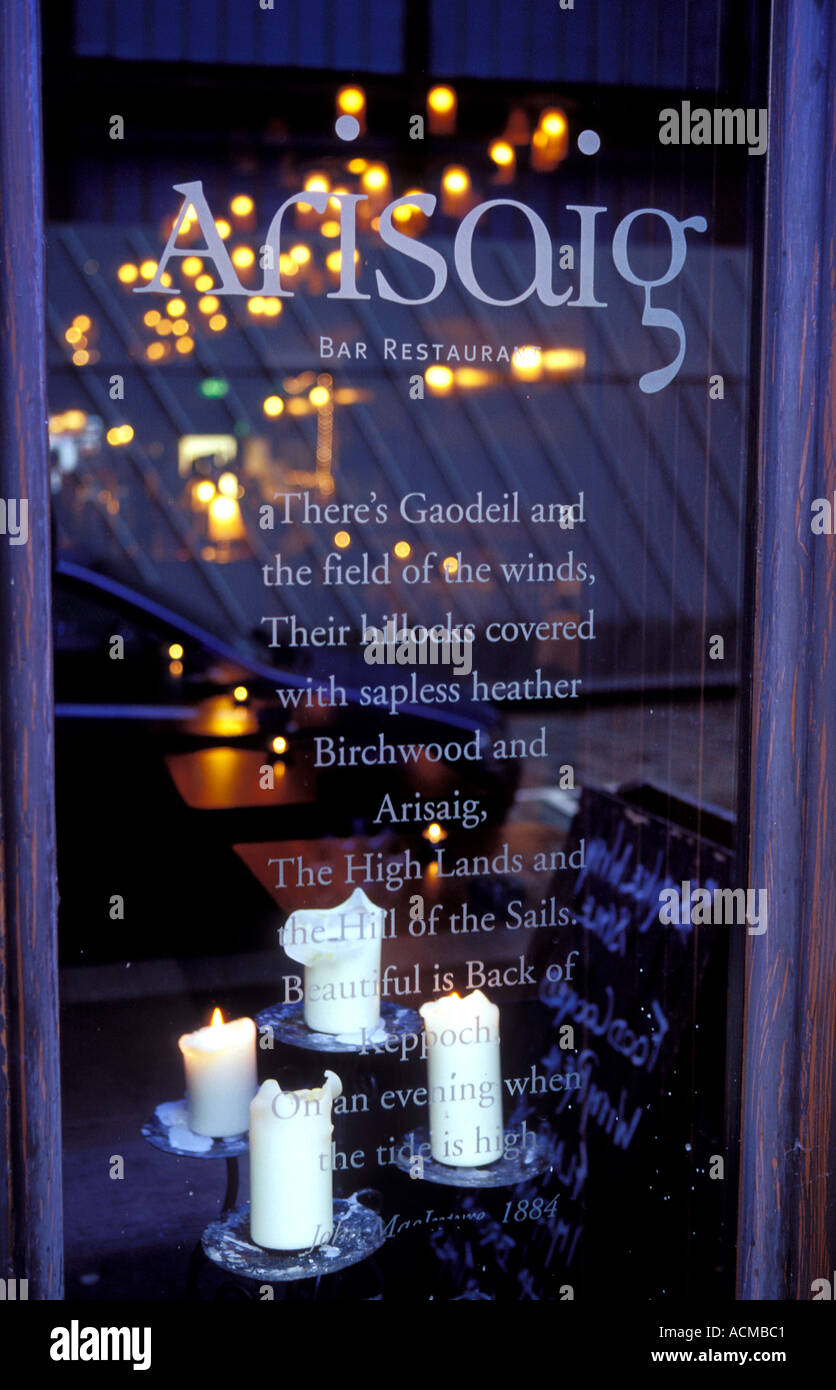 Schottland Glasgow Fensterfront von Arisaig ein trendiges Restaurant mit modernen schottischen Küche Stockfoto