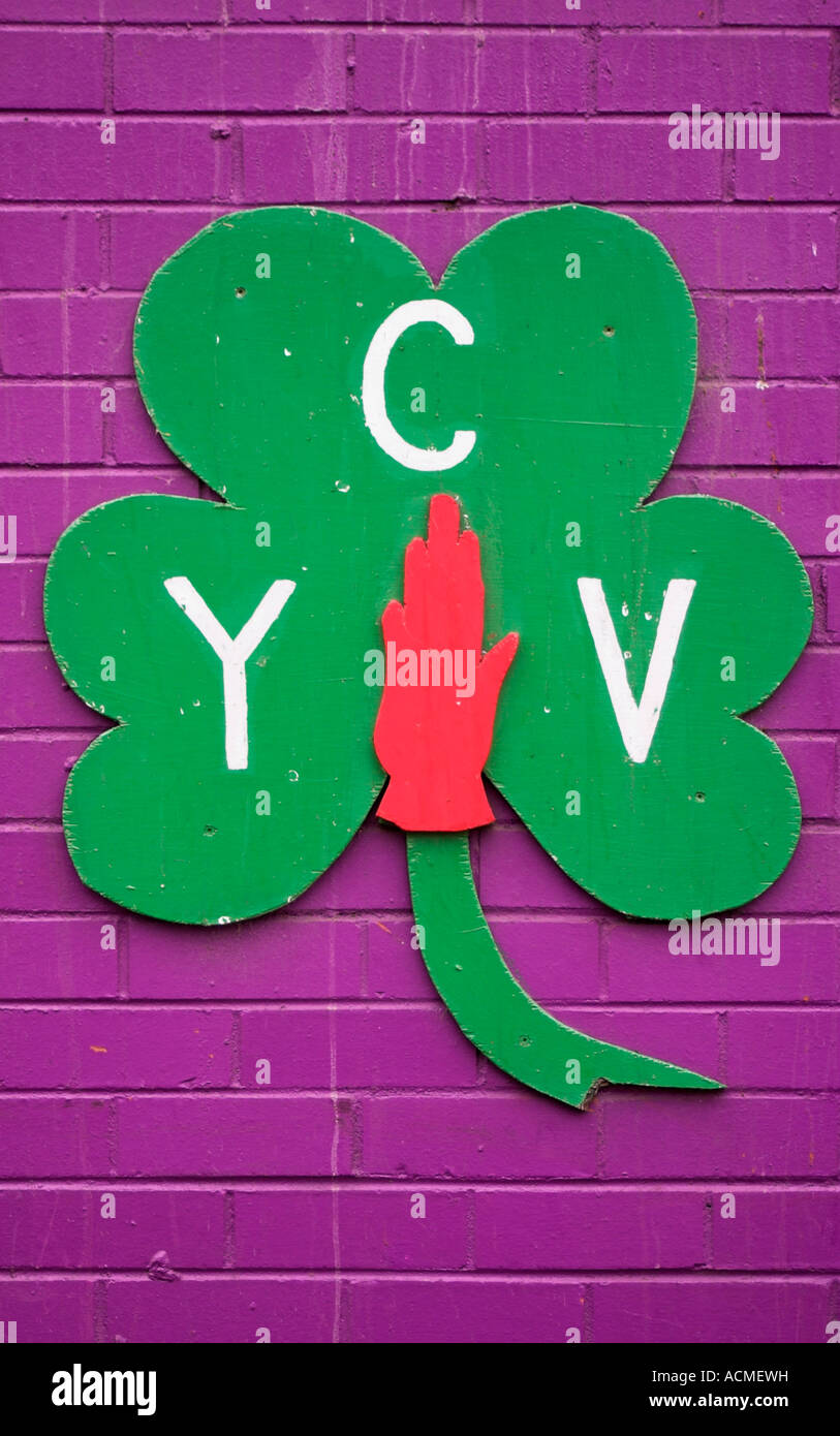 YCV Emblem Emblem für YCV Young Citizen Freiwilligen Northumberland Street an der Shankill Road Belfast Stockfoto