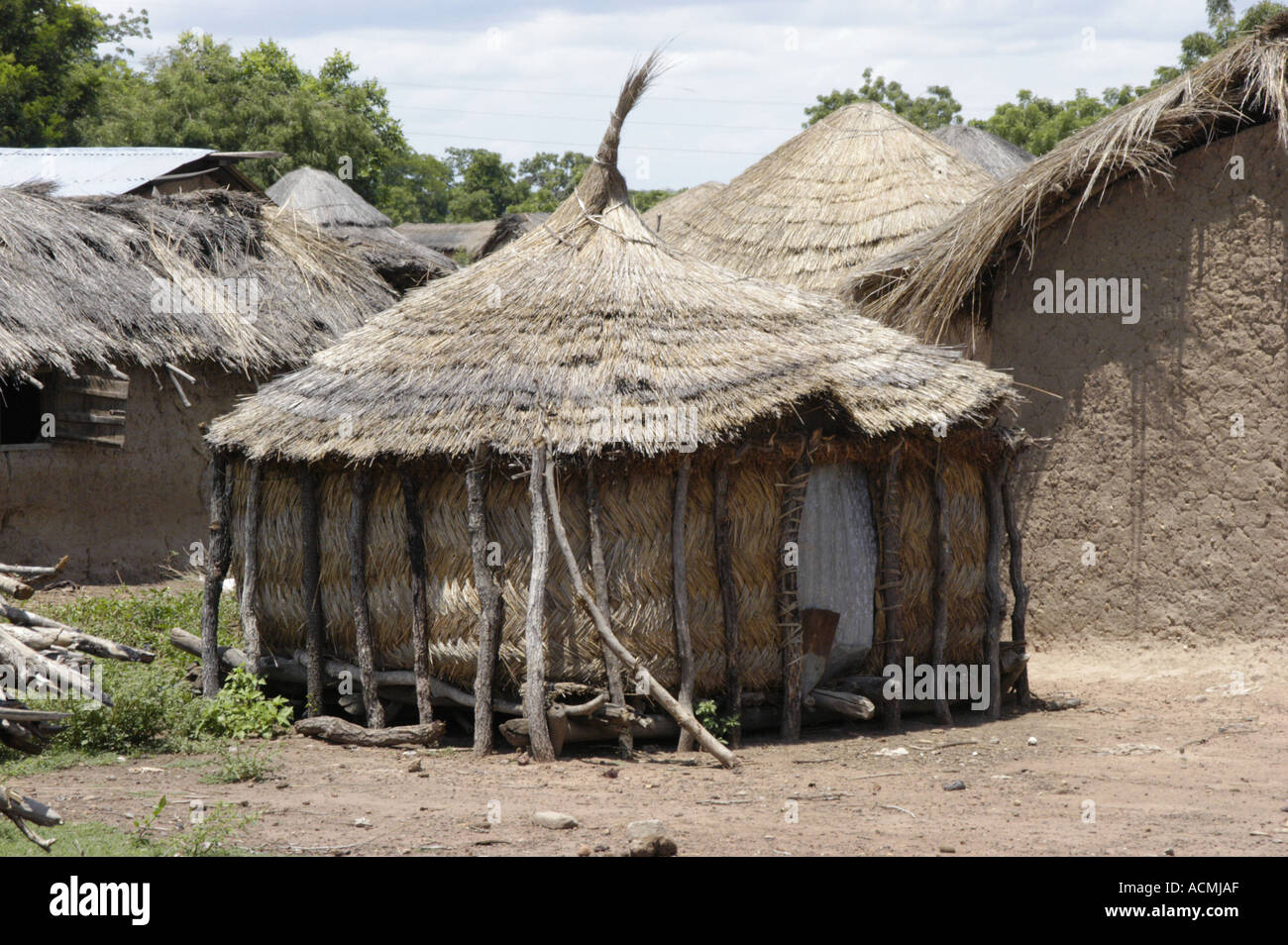 Strohgedeckte Hütte Ghana Westafrika Stockfoto