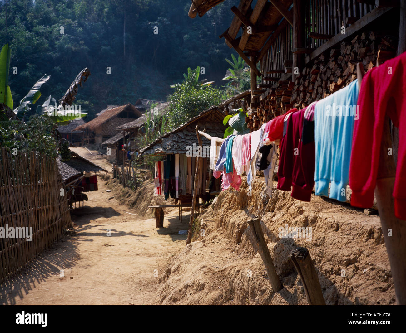 Thailand Mae Hong Son Bereich goldenen Dreieck Nai Soi Kai ya Longear burmesischen Karen Stamm Flüchtling Dorf Stockfoto
